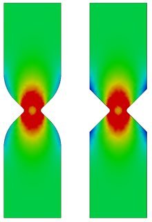 Von Mises Stress in Notch Sample with/without External Radii